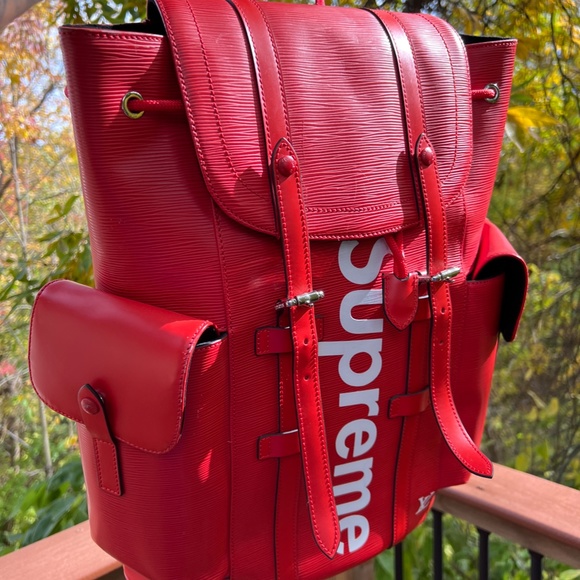 CLEAN LOUIS VUITTON Supreme Epi Christopher PM Backpack Leather Red - Picture 3 of 5
